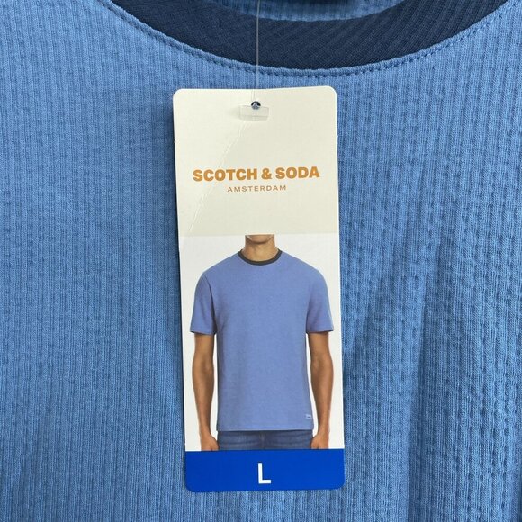 NEW Scotch & Soda Amsterdam Men's L Blue Textured T-Shirt 97% Cotton - Picture 5 of 8